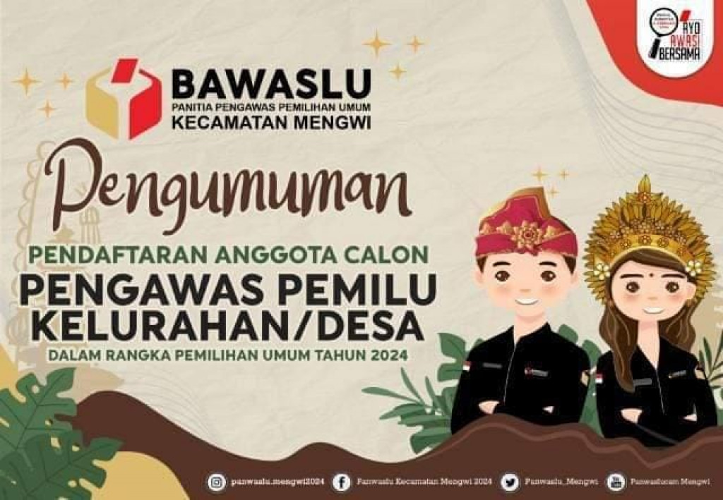 Pengumuman Pendaftaran Panwaslu Kelurahan/Desa se-Kecamatan Mengwi Tahun 2024